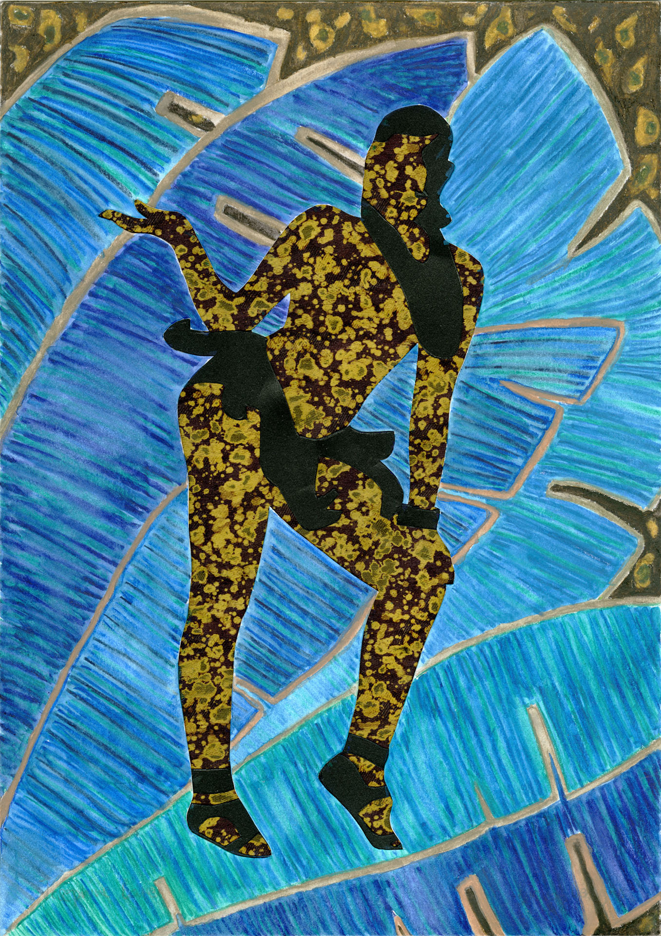 Josephine Baker - painted blue matooke leaves